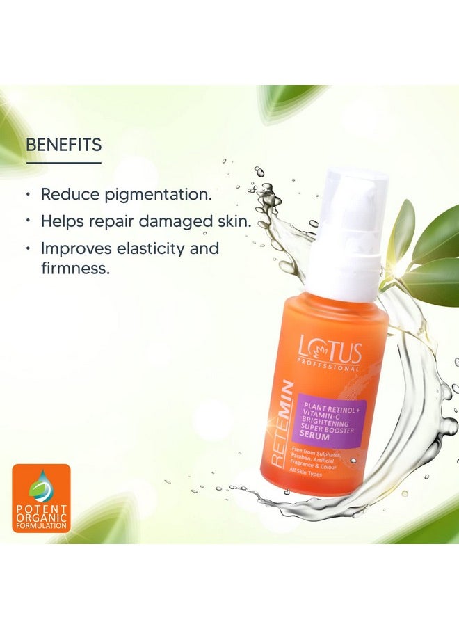 Professional Retemin Plant Retinol + Vitamin C Brightening Super Booster Serum, Whitening And Anti-Ageing, Acne Spots And Blemishes, 30Ml