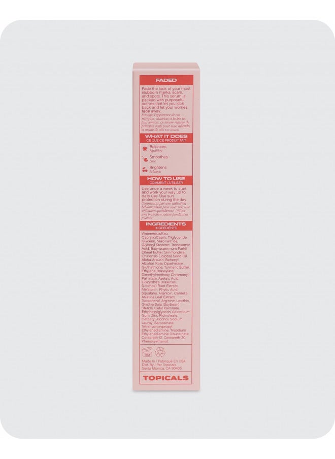 Topicals Faded Brightening and Clearing Serum | Reduces Discoloration, Post-Blemish Marks, Scars and Spots | Contains Kojic Acid and Niacinamide | Dermatologist-tested, Vegan, Cruelty-Free (1.7 Fl Oz)