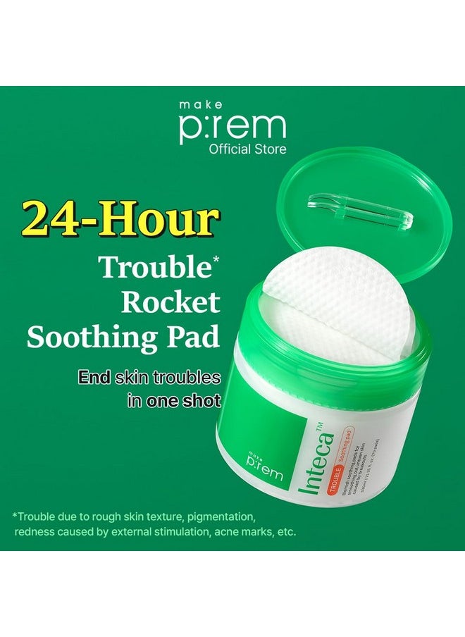 Make P:Rem Inteca Trouble Soothing Pads, Dual-Texture Jumbo Pads For Exfoliating/Blackheads/Sebum Care, Trouble Calming Pad For Sensitive Skin, Korean Skin Care, 11.15 Fl.Oz, 330Ml (70 Pads)