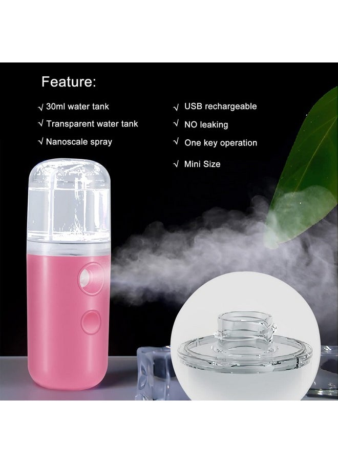 Gsmile Face Mister, Portable Nano Mist Sprayer, Cool Facial Mister For Face Hydrating, Handy Mini Mister For Eyelash Extensions With 1Oz Large Capacity Screwing Visual Water Tank Black Pink