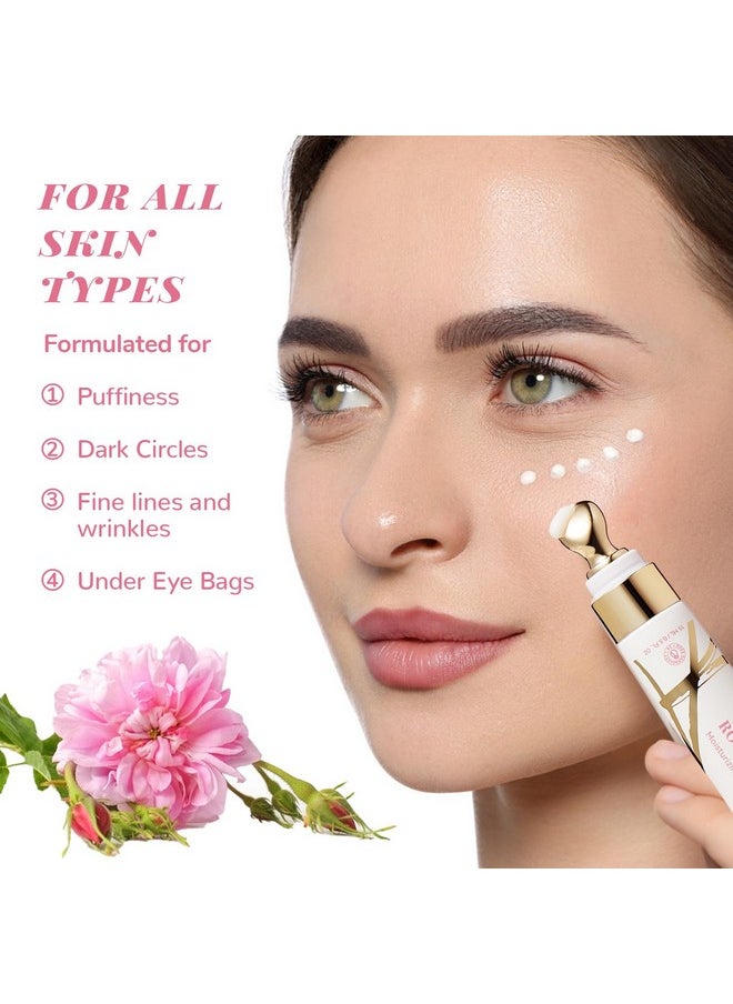Rose Caffeine Eye Cream For Dark Circles, Anti-Aging Eye Cream With Retinol, Collagen, Hydrating, Firming, Under Eye Serum For Puffiness Bags, Reduce Wrinkles And Fine Lines Daily 0.5 Fl Oz