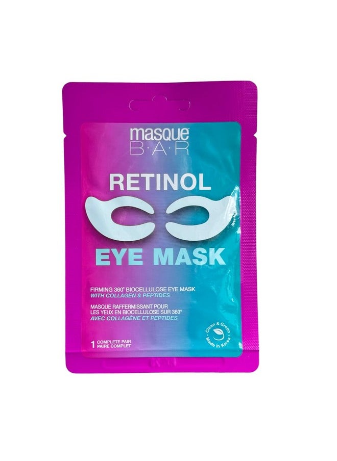 Firming 360 Degree Bio Cellulose Retinol Eye Mask - Anti-Wrinkle Eye Patches With Collagen, Peptides, And Hyaluronic Acid - Korean Eye Mask For Skin Firming & Plumping (6Pk)