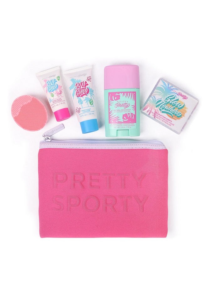 Petite ’N Pretty Sporty Set For Kids, Teens And Tweens - Skin Care Kit Of Cleanser,Moisturizer, 50 Pcs Of Oil Blotting Sheets, And Natural Deodorant - Travel Essentials For Fresh & Glowing Skin