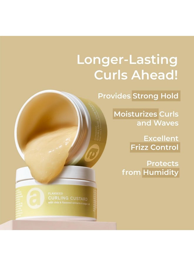 Flaxseed Curling Custard For Wavy, Curly, Frizzy & Coily Hair | Argan, Avacado Oil, Shea Butter | Provides Moisture, Controls Frizz, Strong Hold | Phthalates & Parabens Free (Gm, 200)