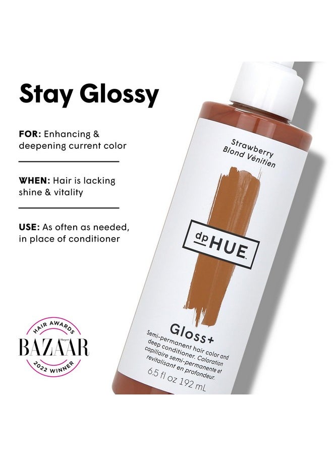 Gloss+, Strawberry - 6.5 Oz - Semi-Permanent Hair Color & Conditioner - Lasts Up To Eight Washes - Paraben, Sls & Sles Sulfate Free - Vegan, Leaping Bunny Certified