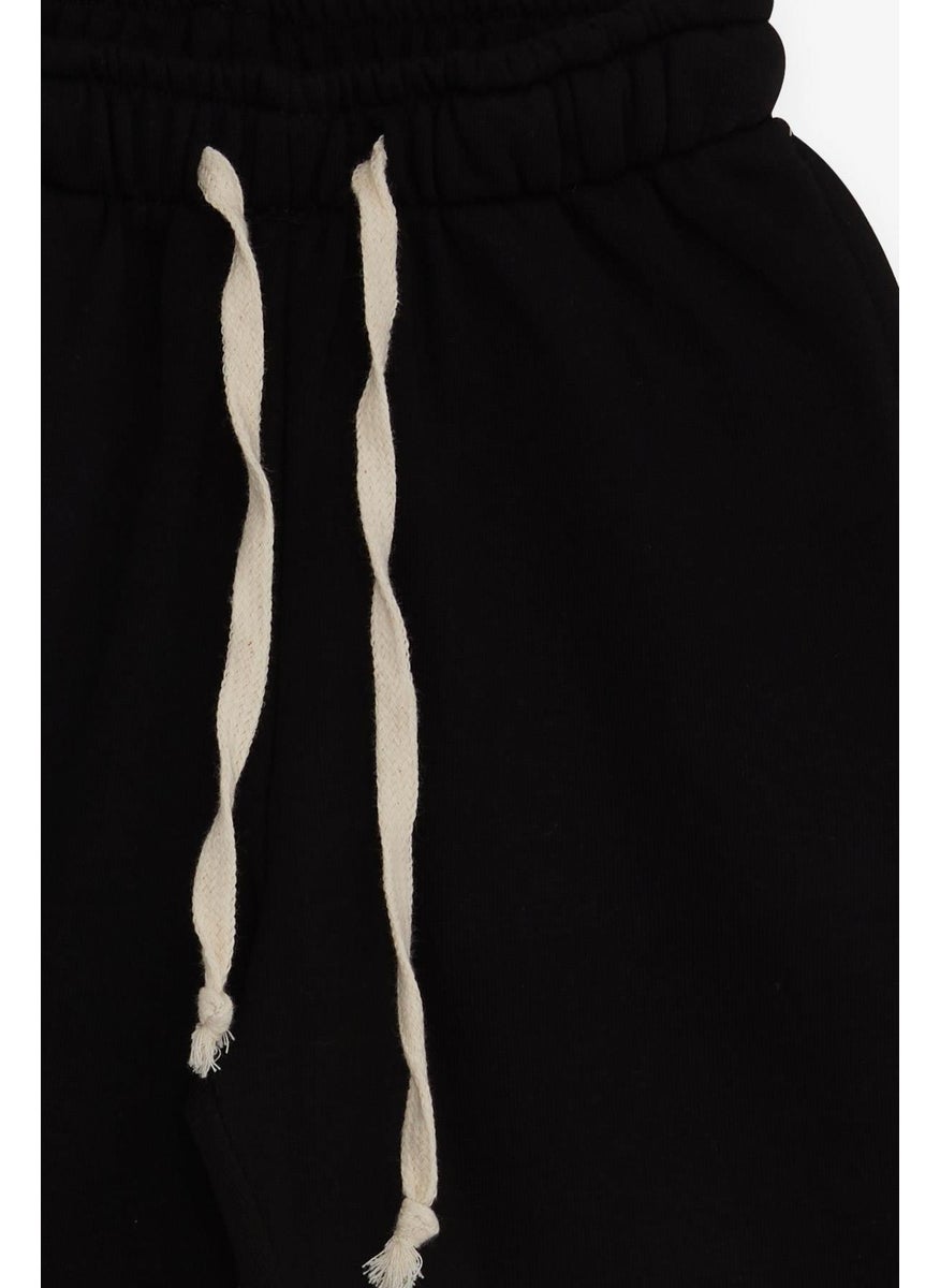 Girl's Sweatpants Pocket Lace Up 2-6 Years, Black