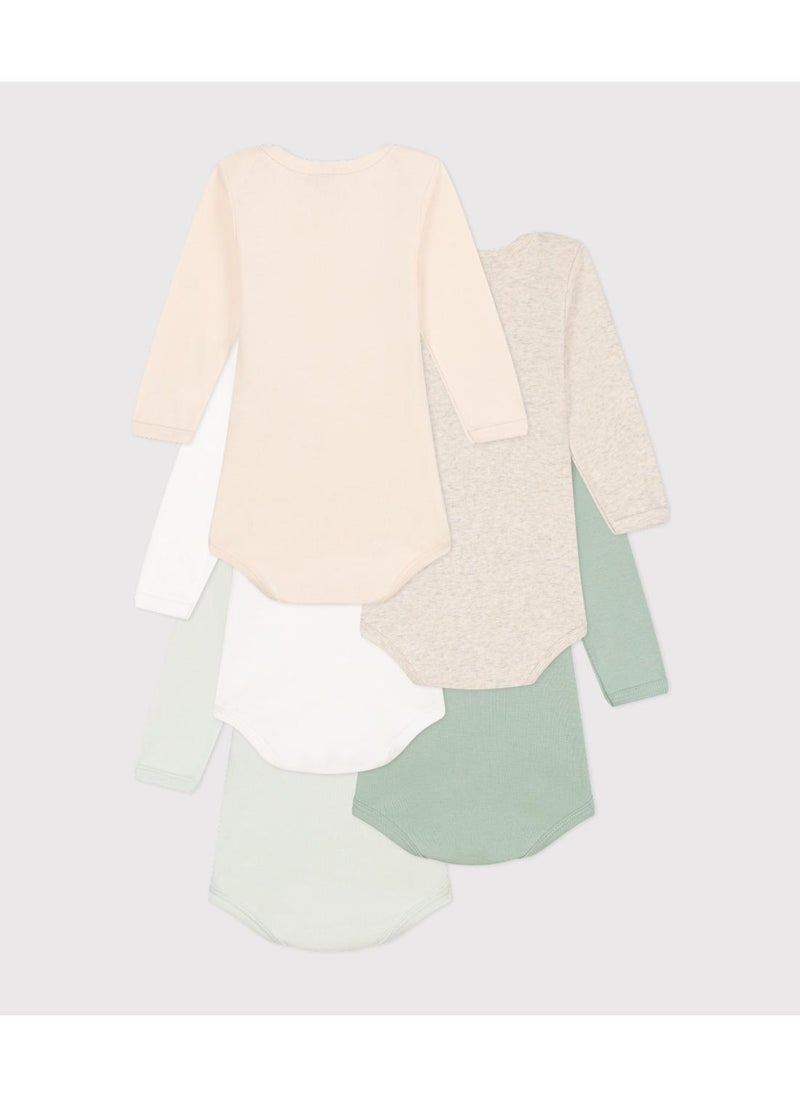 Babies' long-sleeved cotton bodysuits - 5-pack