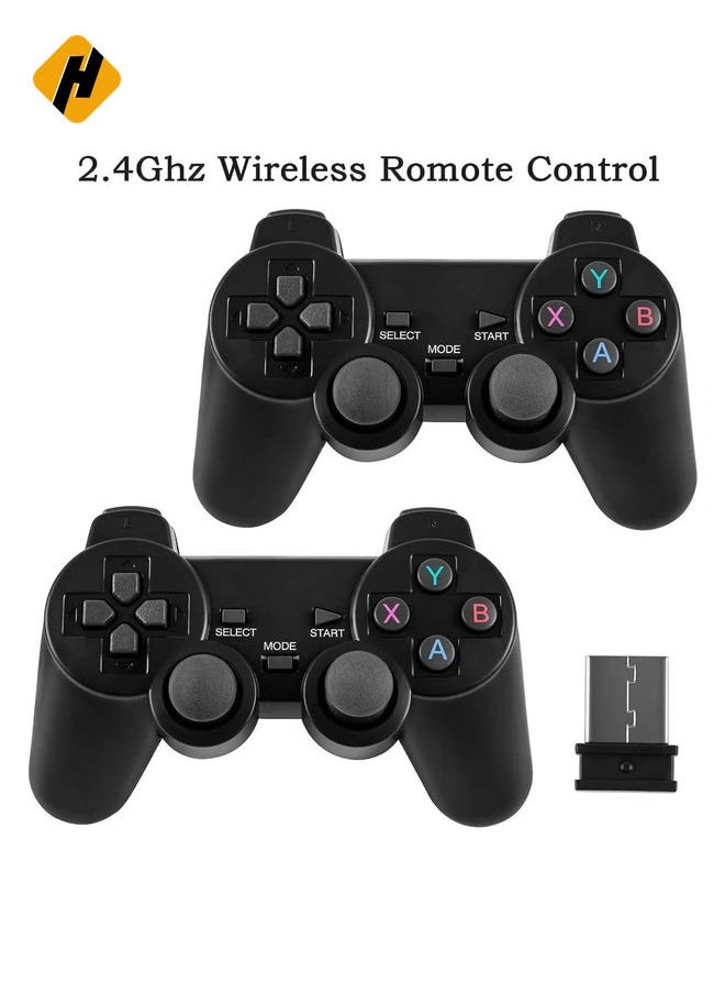 2.4G Wireless Controller Gamepad Console Stick Plug and Play Video Game Stick with 10000+ Games 9 Classic Emulators 4K High Definition HDMI Output for TV with Dual 2.4G Wireless Controllers