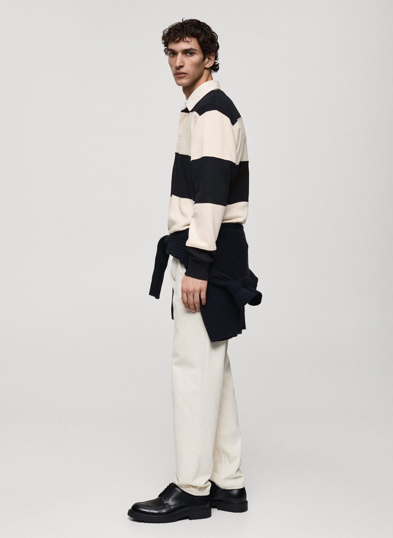 Striped Cotton Polo Sweatshirt