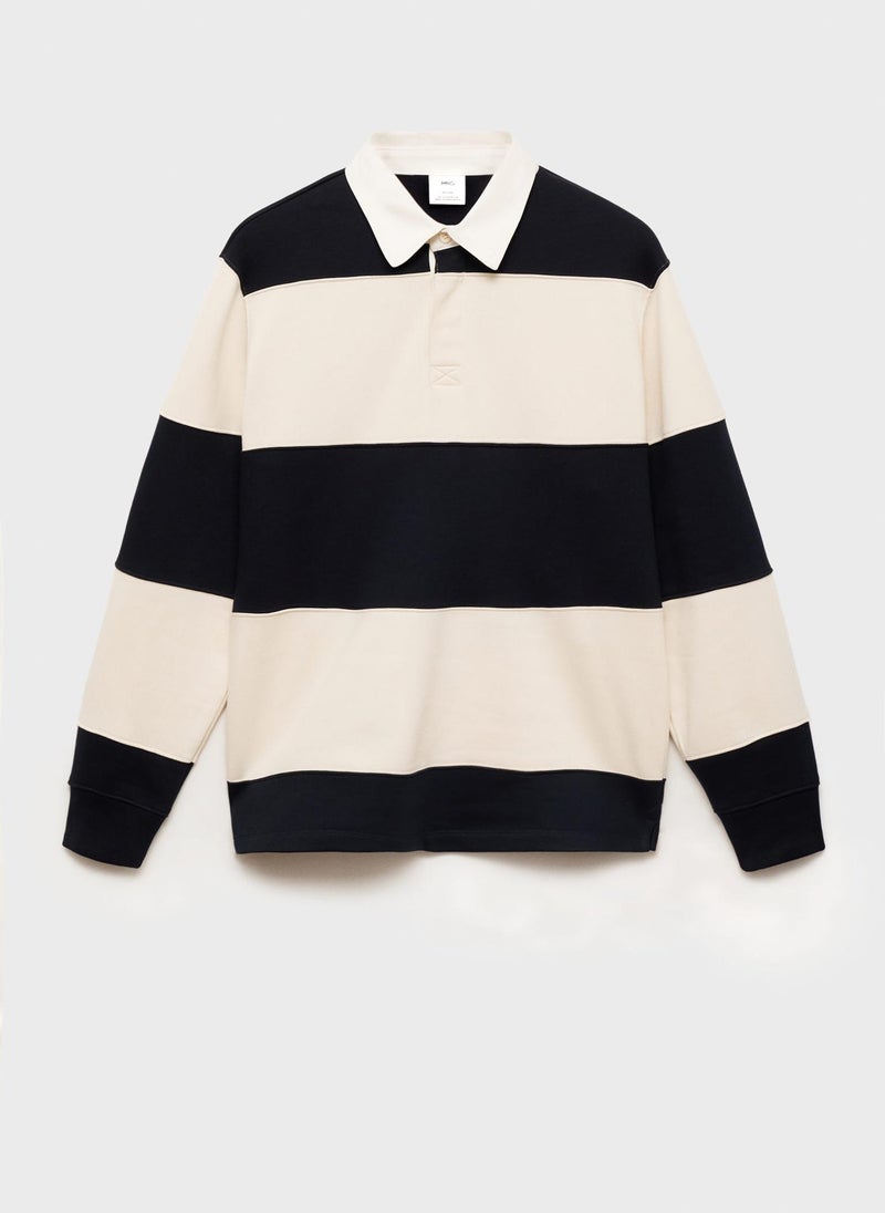 Striped Cotton Polo Sweatshirt