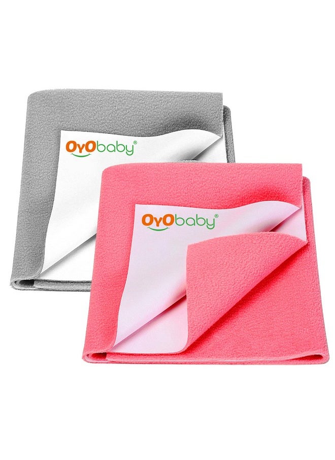 - Waterproof Baby Bed Protector Dry Sheets For New Born Babies - Reusable Mats - Cot & Bassinet Gift Pack -Small 70X50-(Grey + Salmon Rose)