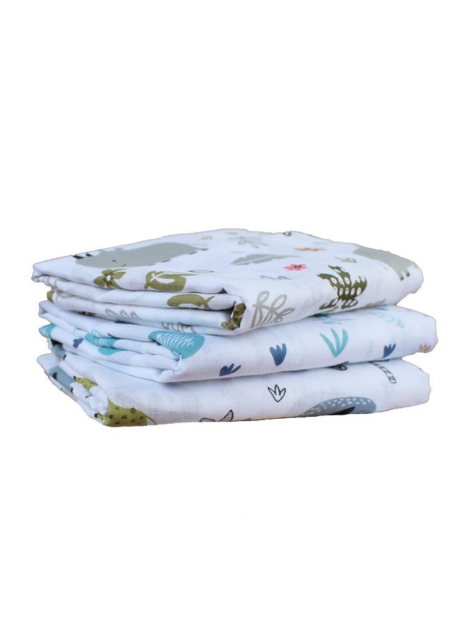 Super Soft 100% Cotton Large Malmal Swaddle Cloth | New Born Baby Blanket | Large Size Soft Thin Cotton Sheets | Baby Swaddle Wrap (Large, 145 X 145 Cm, Baby Pug) - Pack Of 3 Pcs