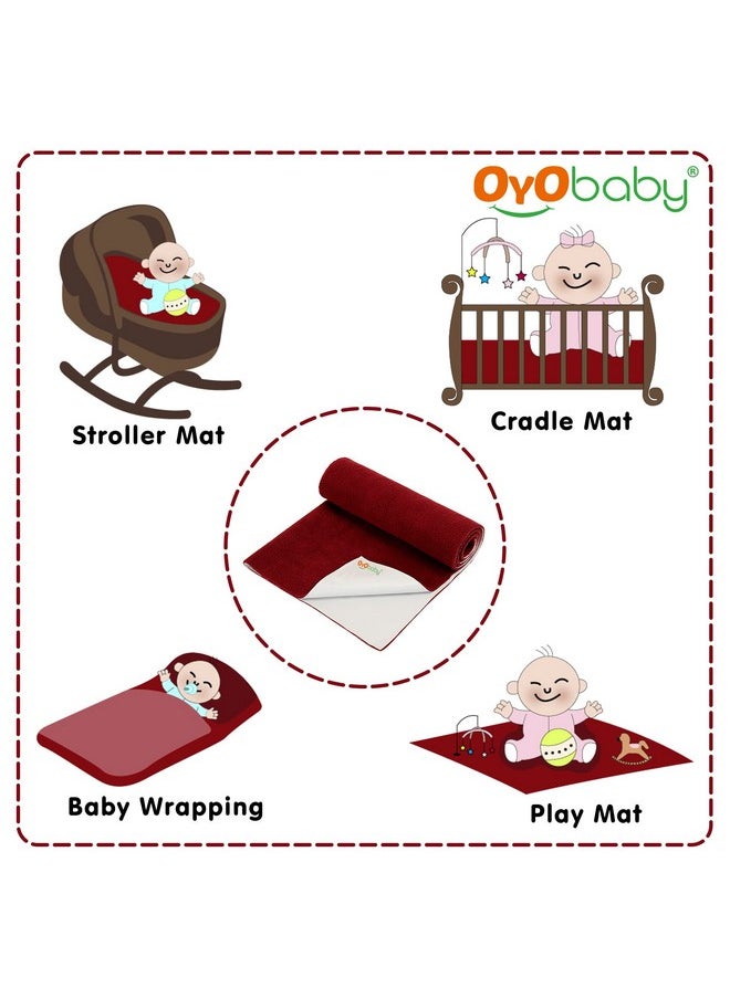 Cotton Waterproof Quick Dry Sheet For Baby| Bed Pad | Baby Bed Protector Sheet For Toddler Children (Large (140Cm X 100Cm, Maroon))