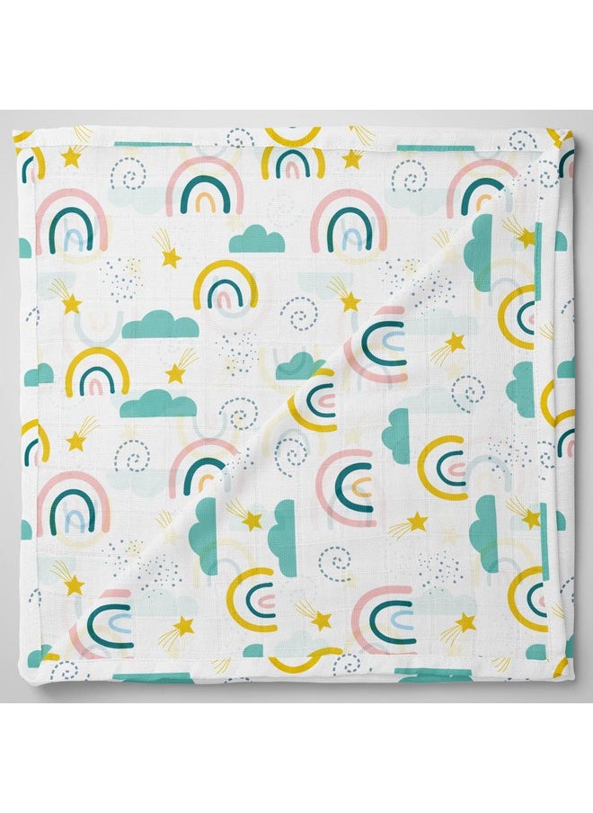 Muslin Swaddle 60Cm*75Cm (Pack Of 2) Rainbow, Hearts