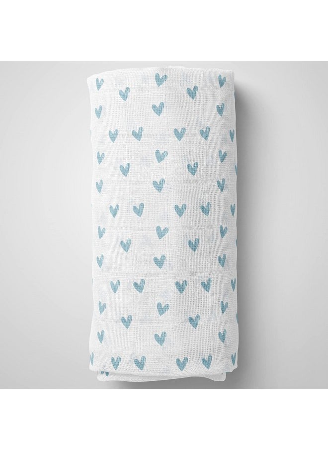 Muslin Swaddle 60Cm*75Cm (Pack Of 2) Rainbow, Hearts