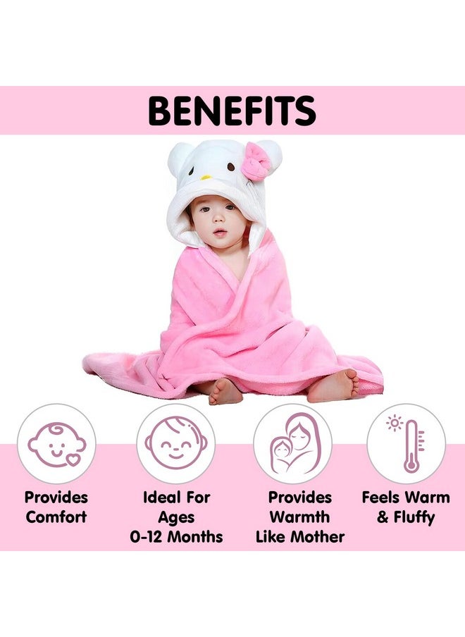 Baby Blankets New Born Combo Pack Of Hooded Wrapper Sleeping Bag And Baby Bath Towel For 0-6 Months Babies, Pack Of 2-White