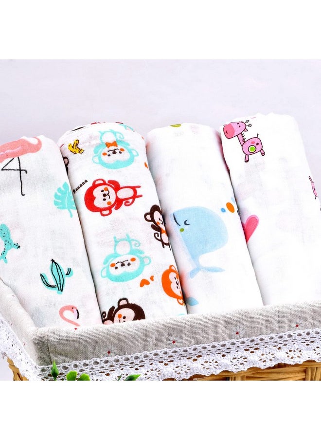 Organic Cotton Baby Muslin Swaddle | 100X100 Cm | 0-3 Year | Pack Of 4, Breathable (Multicolor)