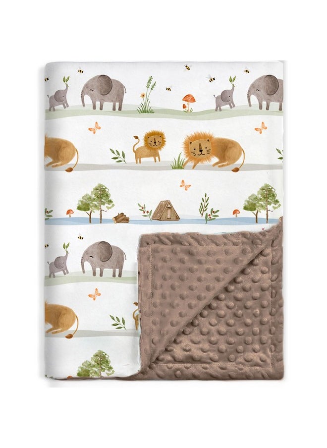 Baby Blanket For Boys Girls Soft Plush Minky Fabric Bed Blanket With Double Layer Dotted Backing, Lovely Woodland Animal Pattern Blanket For Infant Toddler Newborn 30 X 40 Inch