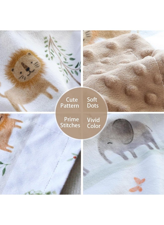 Baby Blanket For Boys Girls Soft Plush Minky Fabric Bed Blanket With Double Layer Dotted Backing, Lovely Woodland Animal Pattern Blanket For Infant Toddler Newborn 30 X 40 Inch