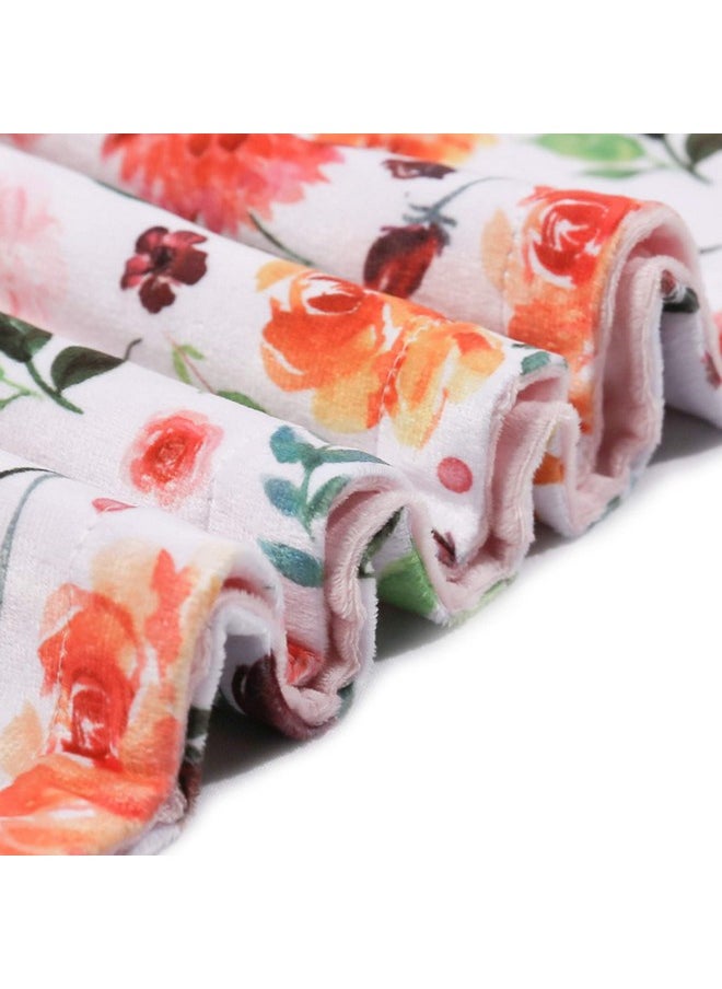 Baby Blanket For Girls Super Soft Double Layer Minky With Dotted Backing, Receiving Blanket With Elegant Floral Multicolor Printed Blanket 30 X 40 Inch(75X100Cm)
