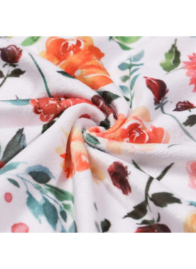 Baby Blanket For Girls Super Soft Double Layer Minky With Dotted Backing, Receiving Blanket With Elegant Floral Multicolor Printed Blanket 30 X 40 Inch(75X100Cm)