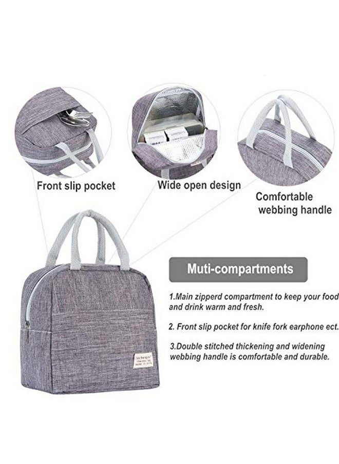 Small Lunch Bags For Women And Men Kids Insulated Cooler Lunch Tote Bag Reusable Lunch Box Kids For Back To School, Work, Office(Grey)