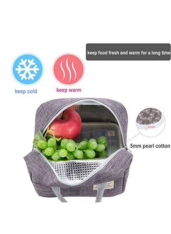 Small Lunch Bags For Women And Men Kids Insulated Cooler Lunch Tote Bag Reusable Lunch Box Kids For Back To School, Work, Office(Grey)