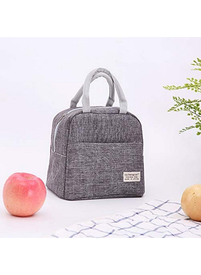 Small Lunch Bags For Women And Men Kids Insulated Cooler Lunch Tote Bag Reusable Lunch Box Kids For Back To School, Work, Office(Grey)