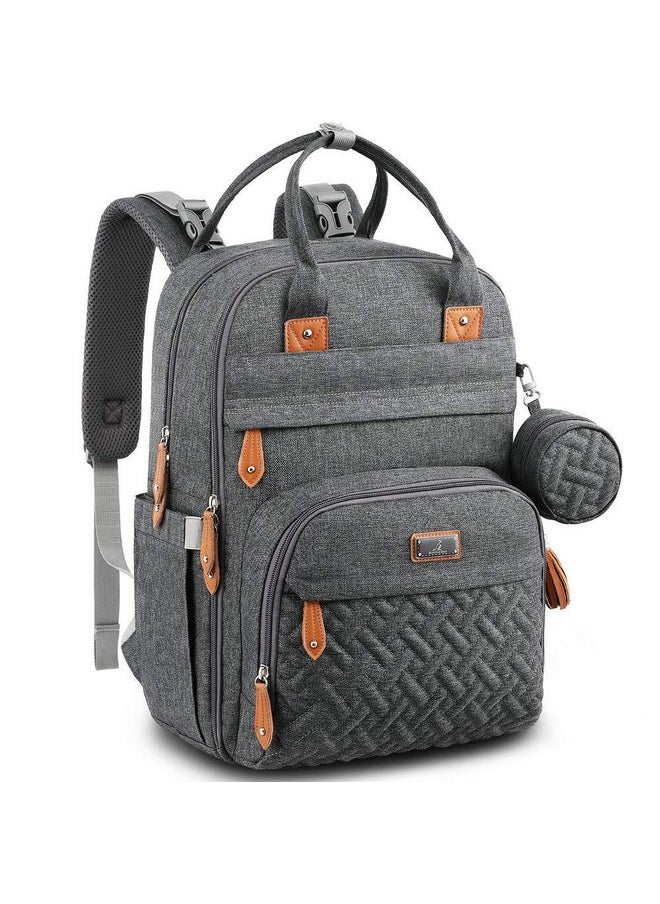 Diaper Bag Backpack - Multi Function Waterproof Diaper Bag, Travel Essentials Baby Tote With Changing Pad, Stroller Straps & Pacifier Case - Unisex, Dark Gray