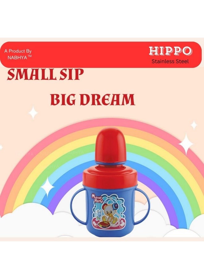 Hippo Stainless Steel Baby Spout Sipper Cup For Kids Age 3 Months To 18 Months 250 Ml (Blue)