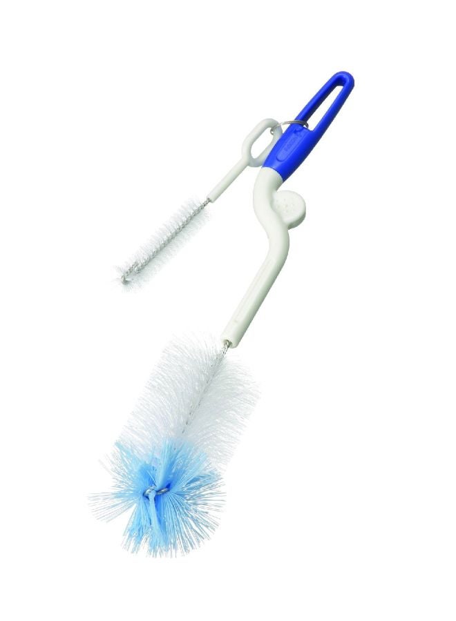 2-In-1 Bottle And Nipple Brush, Blue/White, 1 Piece