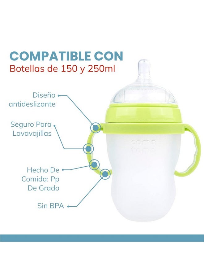 Baby Bottle Handle Grip For Comotomo 5 Ounce And 8 Ounce Silicone Bottles, 3 Pack, Green