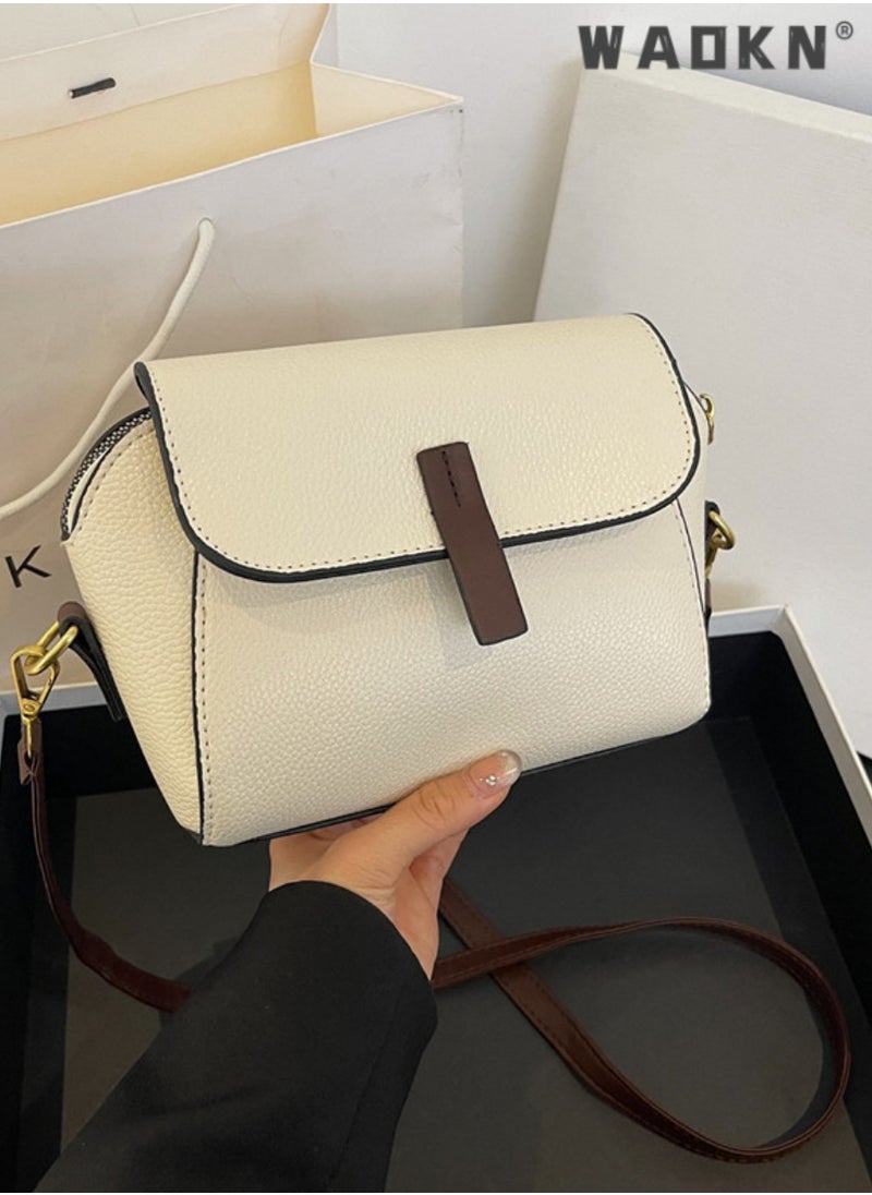 Women's New Fashion Bags Soft Leather Simple Classic Crossbody Bag Double Layer Compartment Magnetic Closure Handbag Shell Bag for Ladies Fashion Purses Multi Pockets Everyday Purse and Handbags