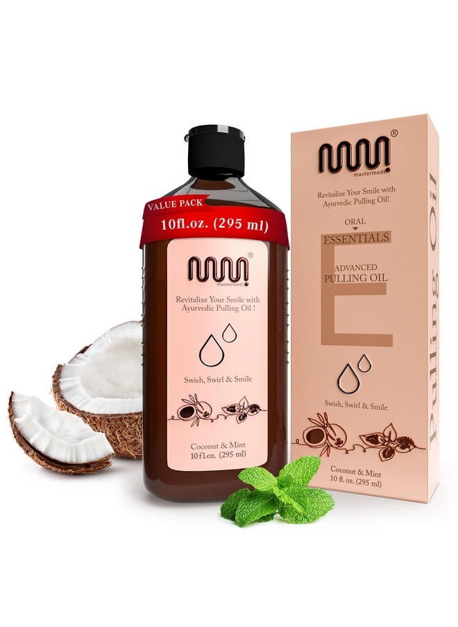 Coconut And Peppermint Oil Pulling (10 Fl.Oz), Mint Oil Pulling Mouthwash, Alcohol Free Natural Coconut Oil Pulling For Teeth Whitening,Fresh Breath And Healthier Gum (Pack Of 1)