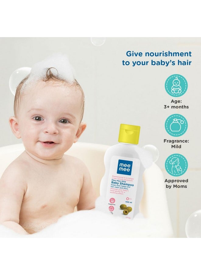 Gentle Baby Shampoo 400Ml | For Daily Moisturizing Enriched With Olive Extracts | Tear-Free Formula Nourishes, Soothes, & Protects Sensitive Skin | Hypoallergenic, Sulfate And Paraben-Free | Skin Friendly Ph