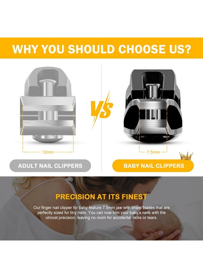 Safe Baby Nail Clippers, Small Jaw Kids Nail Clipper Trimmers For Infants, Child And Toddlers, Precision Nail Grooming Tool For Tiny Fingers And Toes - Black
