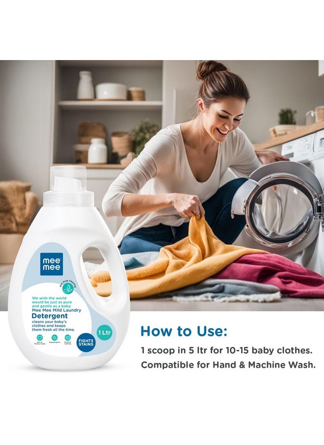 Mild Anti Bacterial Baby Liquid Laundry Detergent, Food Grade, Hypoallergenic Free, Soft On Hands (Bottle, 1 Litre)