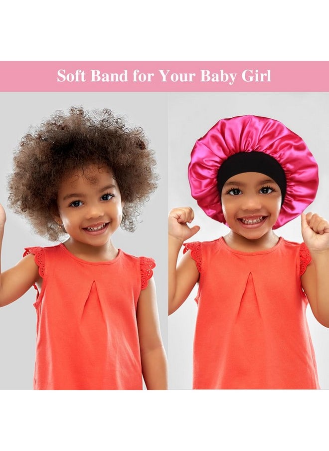 3Pcs Satin Bonnets For Kids Sleeping, Cute Hair Bonnet With Scrunchies For Girls Curly Hair, D