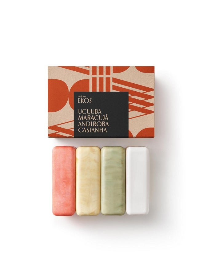 - Ekos Ucuuba, Castanha, Andiroba, Maracujá Bar Soap Set (4 Pack) - 1 Exfoliating Bar, 3 Other Bars - Vegetable Oils - Vegan Skin Care - Brazilian Beauty Secrets - Self Care - 3.5Oz (100G)
