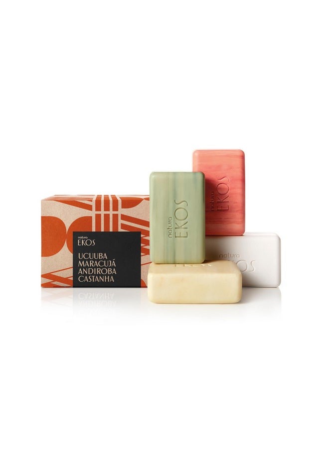 - Ekos Ucuuba, Castanha, Andiroba, Maracujá Bar Soap Set (4 Pack) - 1 Exfoliating Bar, 3 Other Bars - Vegetable Oils - Vegan Skin Care - Brazilian Beauty Secrets - Self Care - 3.5Oz (100G)