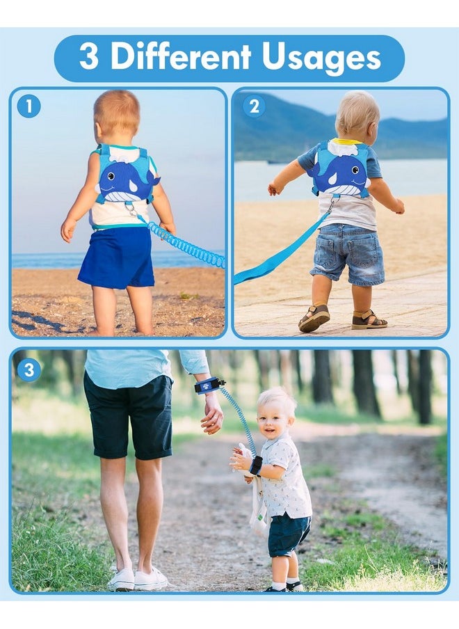 Toddler Leash For Walking, Baby Leashes For Toddlers 3-In-1, Kid Harness With Leash, Child Safety Leash Anti Lost Wrist Link (Whale)