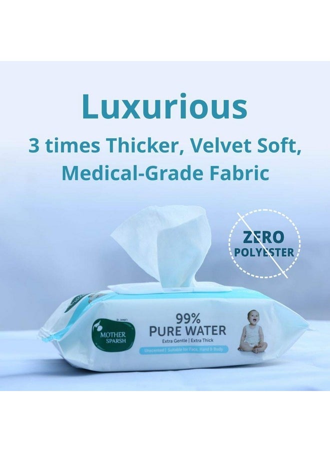 99% Pure Water (72 Unscented Baby Wipes) - Super Thick Fabric