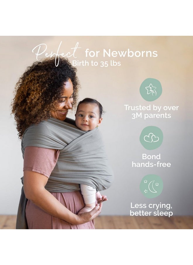 Baby Wrap Carrier - Original Baby Carrier Wrap, Baby Sling For Newborns - Baby Wearing Essentials - Hands-Free Newborn Wrap Swaddle Holder, Newborn To Toddler Infant Baby Sling, 7-35 Lbs (Grey)