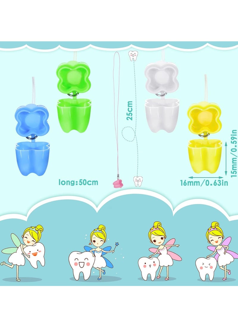 50 Pieces Lost Teeth Saver Necklace Organizer Milk Teeth Storage Box Necklace Cute Fairy Baby Teeth Keepsake Holder Children Teeth Save Box for Lost Teeth Storage Box, Children's Day Gifts