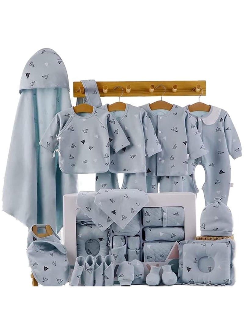 Baby Newborn Essentials Layette Gift Set with Box 22 Piece Baby Girl Boys Gifts Premium Cotton Baby Clothes Accessories Set Fits Newborn Baby Suit Set Cuddle Strap Bib Gloves Saliva Towel Pillow