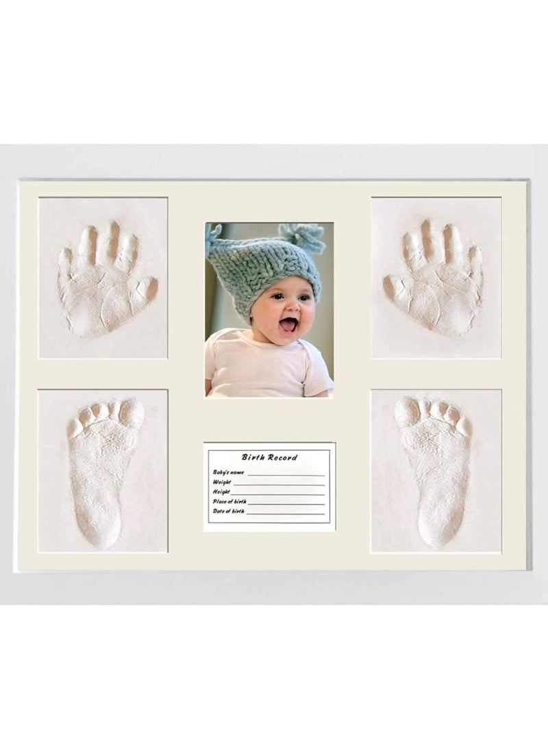 Baby Clay Handprint Footprint Kit Picture Frame, Perfect for Baby Gifts, Memory Photo Frame - Newborn Baby Keepsake Frames Plaster Kit Photo Frame