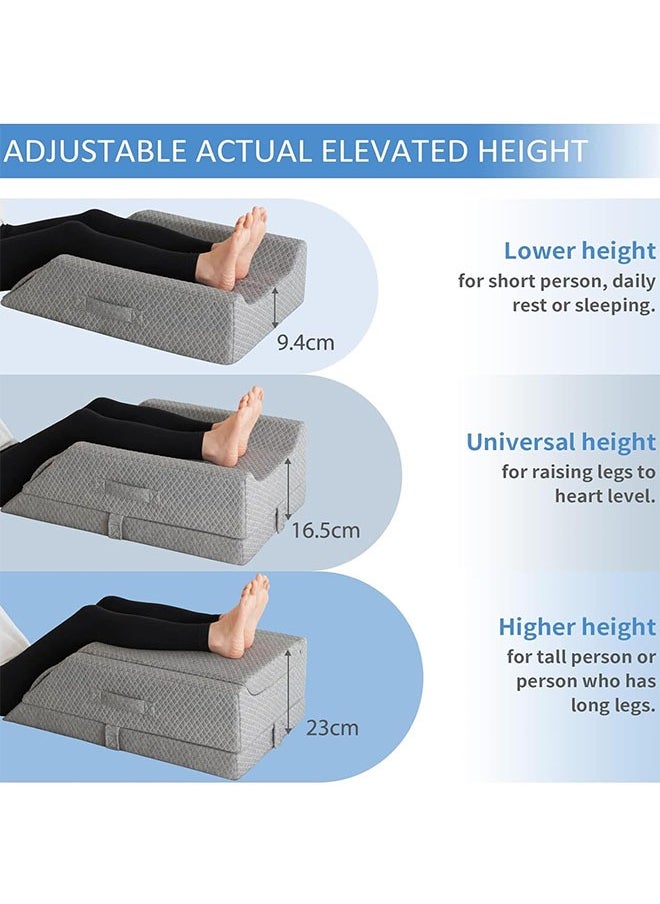 Leg Elevation Pillows,Cooling Memory Foam Leg Pillow for After Surgery Or Rest,Adjustable Wedge Pillow for Sleeping, Knee Pillow for Blood Circulation,Sciatica Back Knee Hip Ankles Pain Relief