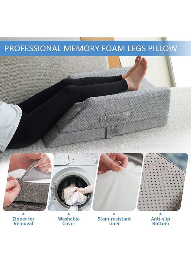 Leg Elevation Pillows,Cooling Memory Foam Leg Pillow for After Surgery Or Rest,Adjustable Wedge Pillow for Sleeping, Knee Pillow for Blood Circulation,Sciatica Back Knee Hip Ankles Pain Relief