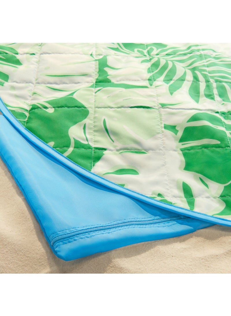 Picnic Blanket White Green/Leaf Pattern 112X168 Cm/20 Pack