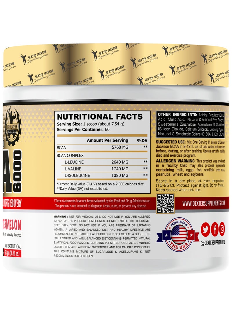 Gold Series BCAA 6000 - Boosts Muscle Recovery & Performance (Watermelon, 60 Servings)